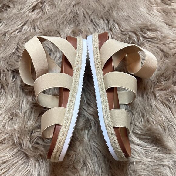 Dream Pairs Jimmie Nude Espadrille Elastic Flexible Ankle Strap Platform Sandals - Picture 5 of 12